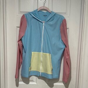 Lands' End Blue and White Striped Hoodie